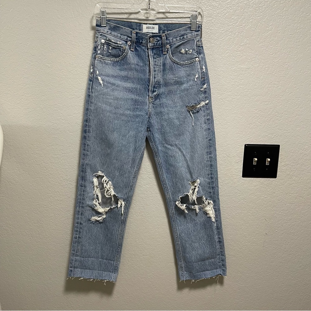 Agolde 90s High rise Loose Fit in Blue w Raw HemSize 23